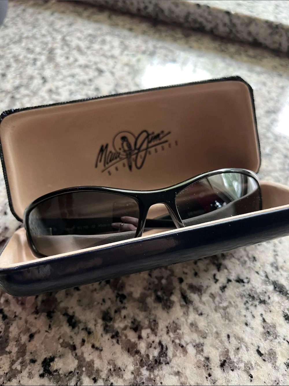 Maui Jim Black Wrap Sunglasses with Dark Lenses
